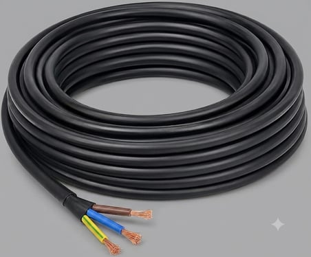  15 METRE SİYAH 3x2,5 MM CCA TTR KAUÇUK TOPRAKLI SEYYAR ELEKTRİK KABLOSU
