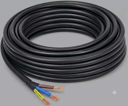  50 METRE SİYAH 3x2,5 MM CCA TTR KAUÇUK TOPRAKLI SEYYAR ELEKTRİK KABLOSU