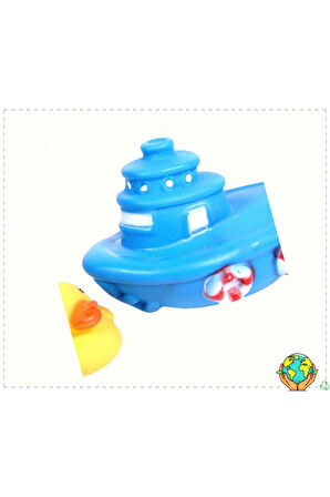 1 Adet Sevimli Gemi ve Ördek Vinil Banyo Oyuncakları Kız Erkek Cocuk Oyuncak Egitici Montessori Oyu
