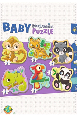 PUZZLE-44005 Egzotik Hayvanlar BabyPuzzle Kız Erkek Cocuk Oyuncak Egitici Montessori Oyuncaklar