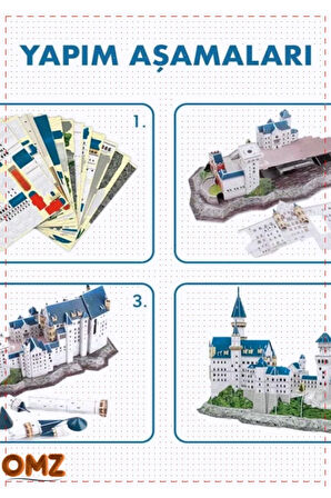 121 Parça 3D Puzzle Neuschwanstein Kalesi Kız Erkek Cocuk Egitici Montessori Oyuncaklar