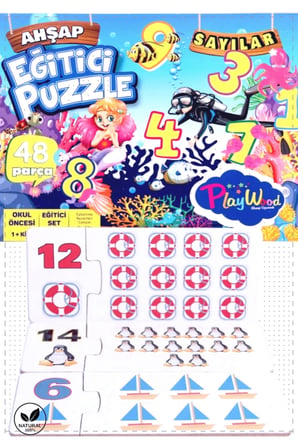 1 Adet Playwood Ahşap Eğitici Puzzle Sayılar Erkek Cocuk Montessori Geliştiren Egitici Oyuncaklar