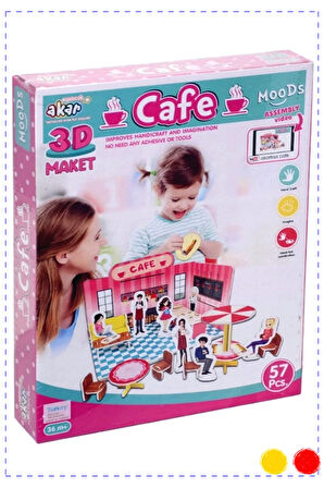 1 Adet Cafe Maket 3 Boyutlu Puzzle Kız Erkek Oyuncakları Cocuk Egitici Montessori Oyuncaklar