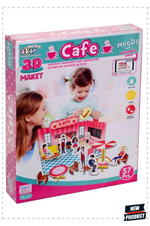 1 Adet Cafe Maket 3 Boyutlu Puzzle Kız Erkek Oyuncakları Cocuk Egitici Montessori Oyuncaklar