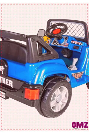 1 Adet Panter 12 V Uzaktan Kumandalı Akülü Araba Metalik Mavi Kız Erkek Cocuk Oyuncak Egitici