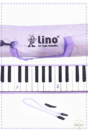 1 Adet Lino 32 Tuşlu Bez Çantalı Melodika Pastel Mor Kız Cocuk Erkek Cocuk Oyuncaklar Egitici