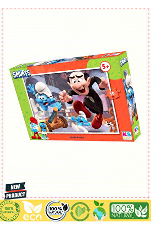 Ks Games Şirinler 50 Parça Puzzle Kız Erkek Çocuk Oyuncakları Eğitici Oyuncaklar