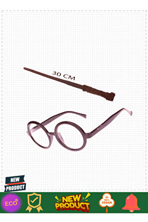 Harryyy Potterrrr Asası 30cm Ve Siyah Çerçeveli Harryyy Potterrrr Gözlüğü Seti Kız Erkek Çocu