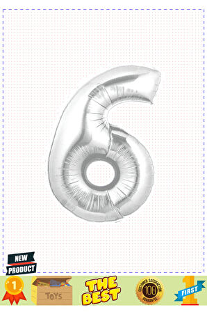 Şekilli Supershape Silver Rakam Folyo Balon 6 Numara Kız Erkek Çocuk Oyuncakları Eğitici Oyun