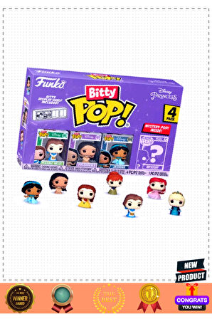Funko Bitty Pop Disneyyy Princess Belle 4'lü Paket Kız Erkek Çocuk Oyuncakları Eğitici Oyunca