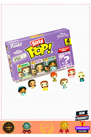 Funko Bitty Pop Disneyyy Princess Belle 4'lü Paket Kız Erkek Çocuk Oyuncakları Eğitici Oyunca