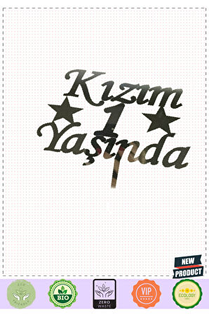Kızım 1yaşında Ilk Yaş Doğum Günü Partisi Pleksi Pasta Süsü Gümüş Renk Kız Erkek Çocuk Oyunca