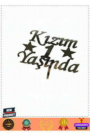 Kızım 1yaşında Ilk Yaş Doğum Günü Partisi Pleksi Pasta Süsü Gümüş Renk Kız Erkek Çocuk Oyunca