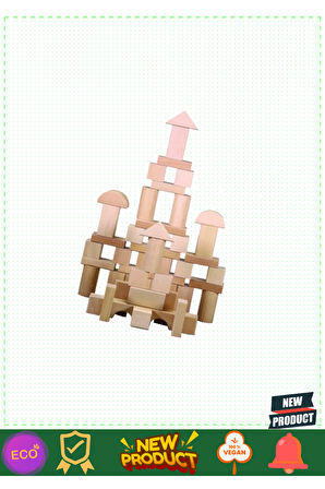 Cs-8832 Natural Ahşap Blok Seti 50 Parça -chiva Kız Erkek Çocuk Oyuncakları Eğitici Oyuncakla