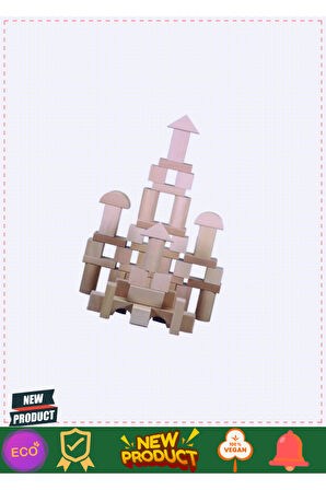 Cs-8832 Natural Ahşap Blok Seti 50 Parça -chiva Kız Erkek Çocuk Oyuncakları Eğitici Oyuncakla