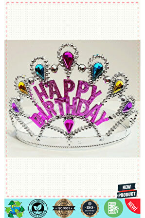 Gümüş Renk Happy Birthday Yazılı Doğum Günü Tacı 60cm Kız Erkek Çocuk Oyuncakları Eğitici Oyu