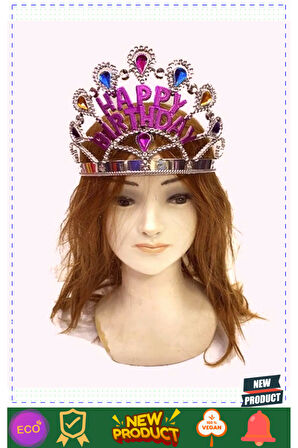 Gümüş Renk Happy Birthday Yazılı Doğum Günü Tacı 60cm Kız Erkek Çocuk Oyuncakları Eğitici Oyu
