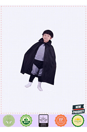 Siyah Renk Yakalı Çocuk Pelerin 90cm Kız Erkek Çocuk Oyuncakları Eğitici Oyuncaklar