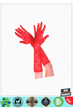 Kırmızı Renk Orta Boy Dantelli Eldiven Kız Erkek Çocuk Oyuncakları Eğitici Oyuncaklar