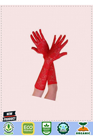 Kırmızı Renk Orta Boy Dantelli Eldiven Kız Erkek Çocuk Oyuncakları Eğitici Oyuncaklar