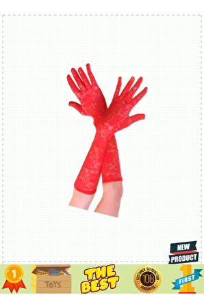 Kırmızı Renk Orta Boy Dantelli Eldiven Kız Erkek Çocuk Oyuncakları Eğitici Oyuncaklar