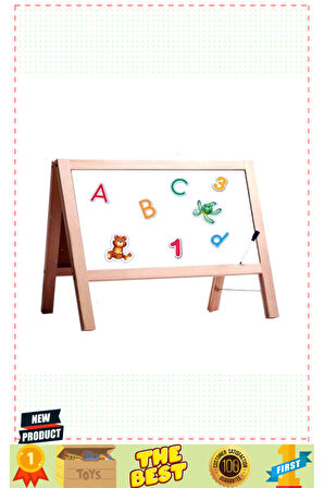 2243 Manyetik Çift Taraflı Masaüstü Ahşap Yazı Tahtası 62 Parça Kız Erkek Çocuk Oyuncakları E