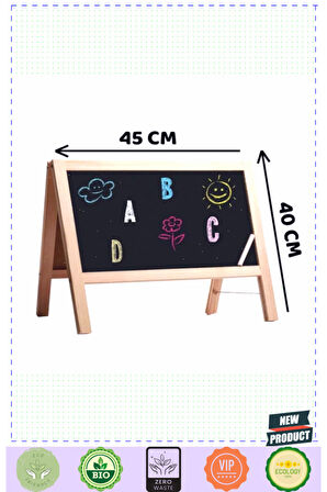 2243 Manyetik Çift Taraflı Masaüstü Ahşap Yazı Tahtası 62 Parça Kız Erkek Çocuk Oyuncakları E