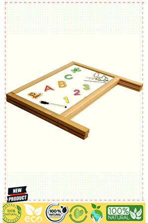 2243 Manyetik Çift Taraflı Masaüstü Ahşap Yazı Tahtası 62 Parça Kız Erkek Çocuk Oyuncakları E