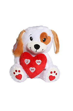 1230 Peluş Köpek ve Kalbi 30Cm -Selay Oyuncak 1 Adet Kız Erkek Çocuk Oyuncakları Eğitici Oyuncaklar