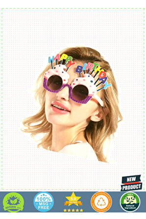 Happy Birthday Yazılı Parti Gözlüğü Mor 17x11cm Kız Erkek Çocuk Oyuncakları Eğitici Oyuncakla
