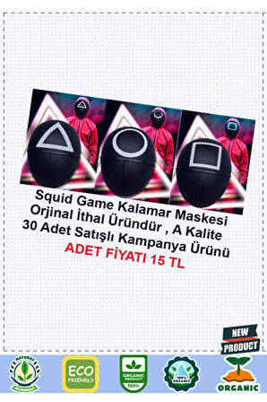 Squid Game Maskesi 3 Model Toplam 30 Adet Ithal A Kalite Maske-kampanya Ürünü Kız Erk