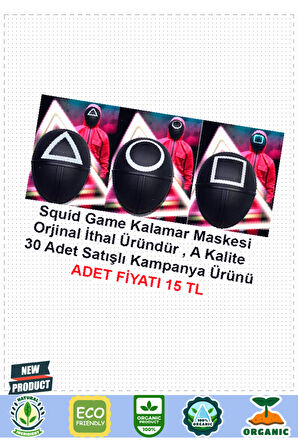 Squid Game Maskesi 3 Model Toplam 30 Adet Ithal A Kalite Maske-kampanya Ürünü Kız Erk