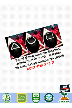 Squid Game Maskesi 3 Model Toplam 30 Adet Ithal A Kalite Maske-kampanya Ürünü Kız Erk