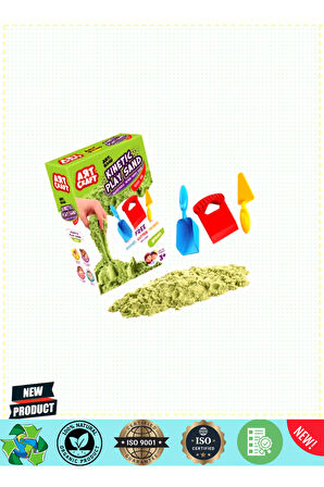 Aksesuarlı Yeşil Kinetik Oyun Kumu 1000gr Kız Erkek Çocuk Oyuncakları Eğitici Oyuncaklar