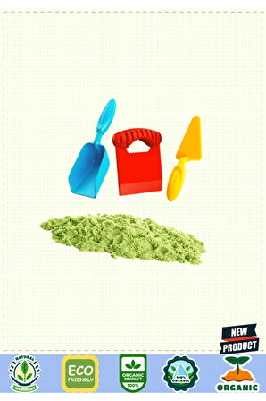 Aksesuarlı Yeşil Kinetik Oyun Kumu 1000gr Kız Erkek Çocuk Oyuncakları Eğitici Oyuncaklar