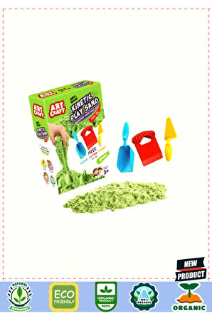 Aksesuarlı Yeşil Kinetik Oyun Kumu 1000gr Kız Erkek Çocuk Oyuncakları Eğitici Oyuncaklar