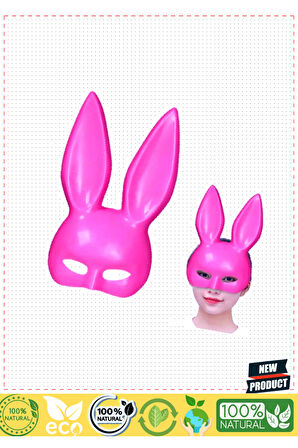 Pembe Renk Ekstra Lüks Uzun Tavşan Maskesi 35x16cm Kız Erkek Çocuk Oyuncakları Eğitici Oyunca