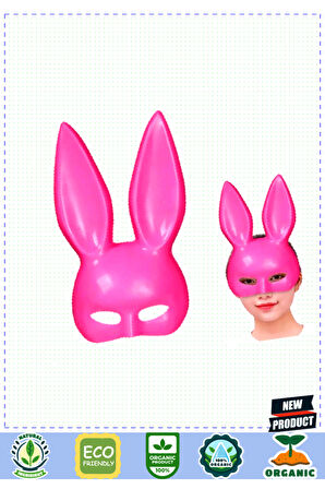 Pembe Renk Ekstra Lüks Uzun Tavşan Maskesi 35x16cm Kız Erkek Çocuk Oyuncakları Eğitici Oyunca