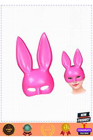 Pembe Renk Ekstra Lüks Uzun Tavşan Maskesi 35x16cm Kız Erkek Çocuk Oyuncakları Eğitici Oyunca