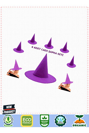 Mor Renk Keçe Cadı Şapkası Yetişkin Çocuk Uyumlu 6 Adet Kız Erkek Çocuk Oyuncakları Eğitici O