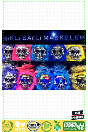 Cadılar Bayramı Işıklı Halloween Kuru Kafa Maskesi Karışık Renk Kız Erkek Çocuk Oyunca