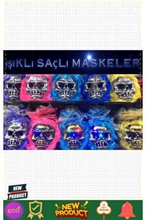 Cadılar Bayramı Işıklı Halloween Kuru Kafa Maskesi Karışık Renk Kız Erkek Çocuk Oyunca