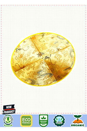 Altın Sarısı Renk Asian Çinli Parti Şapkası Keçe Üzeri Saten Kaplama Kız Erkek Çocuk Oyuncakl