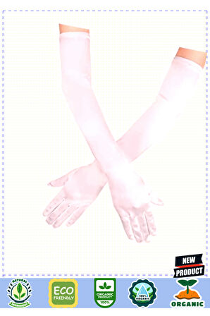 Beyaz Renk Dirseğe Kadar Uzun Kumaş Eldiven 40cm Kız Erkek Çocuk Oyuncakları Eğitici Oyuncakl