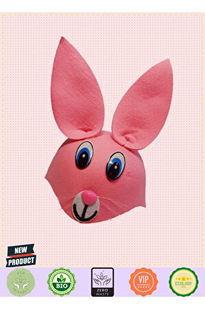 Pembe Renk Kulaklı Tavşan Şapkası Hayvan Şapkası Kız Erkek Çocuk Oyuncakları Eğitici Oyuncakl