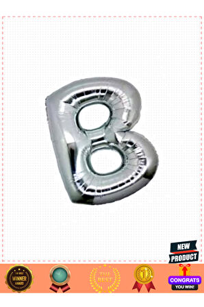 B Harf Folyo Balon Gümüş Renk 40 Inç Kız Erkek Çocuk Oyuncakları Eğitici Oyuncaklar