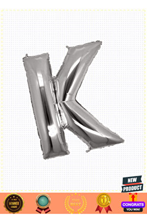 K Harf Folyo Balon Gümüş Renk 40 Inç Kız Erkek Çocuk Oyuncakları Eğitici Oyuncaklar