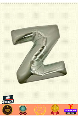 Z Harf Folyo Balon Gümüş Renk 40 Inç Kız Erkek Çocuk Oyuncakları Eğitici Oyuncaklar