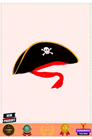 Yetişkin Boy Kadife Jack Sparrow Denizci Korsan Şapkası 50x20cm Kız Erkek Çocuk Oyuncakları E
