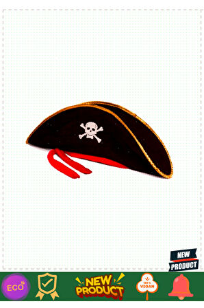 Yetişkin Boy Kadife Jack Sparrow Denizci Korsan Şapkası 50x20cm Kız Erkek Çocuk Oyuncakları E